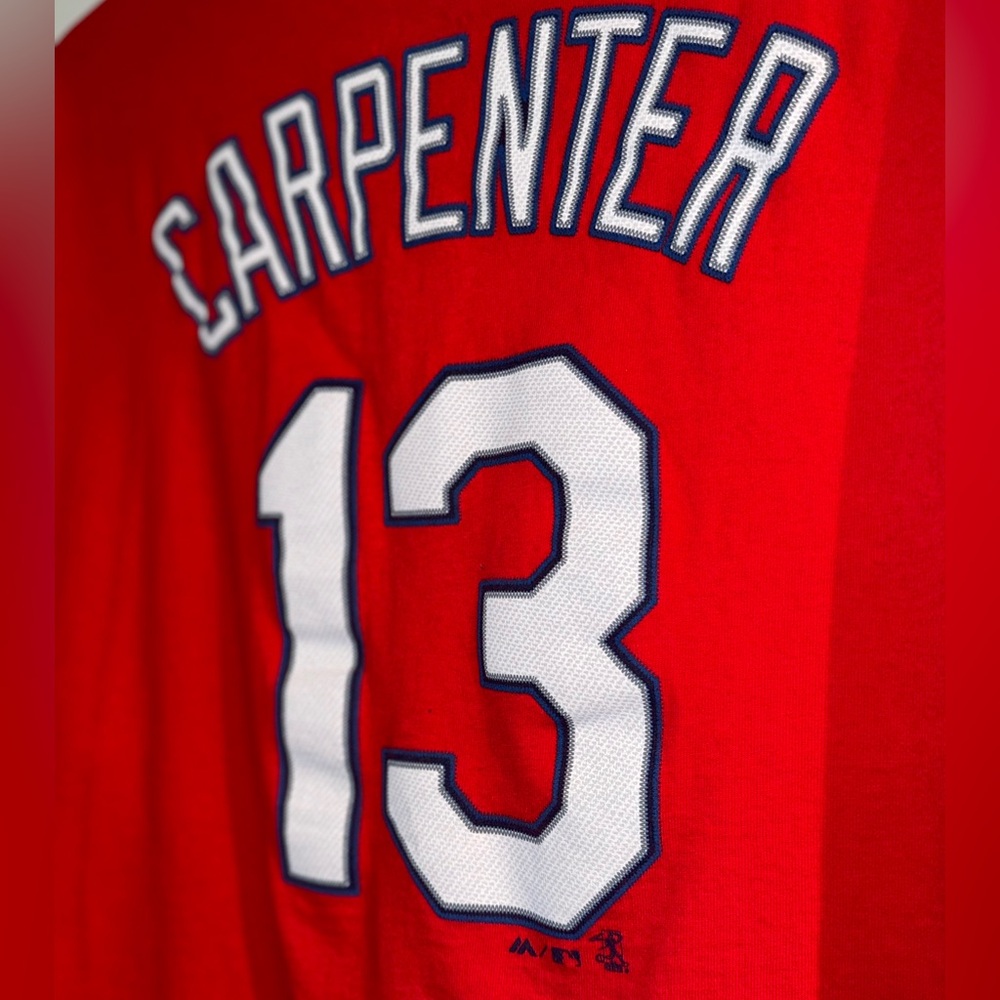 ST. LOUIS CARDINALS MENS T SHIRT X-LARGE XL CARPENTER #13 MAJESTIC BASEBALL TEE